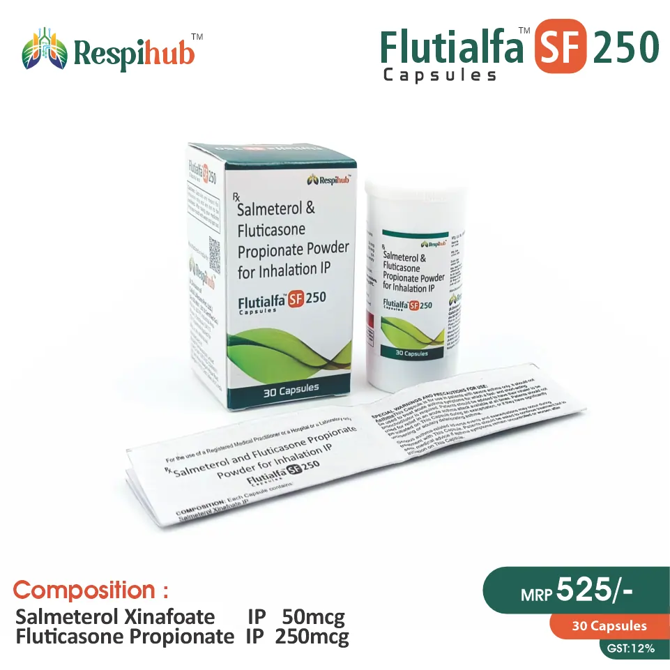 Salmeterol (50mcg) + Fluticasone Propionate (250mcg) FlipCaps at best price in PCD Pharma Franchise for Asthma.